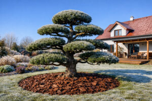 Mulčování kůrou na zimu (Autor vizualizace: IMPEKA s.r.o.)